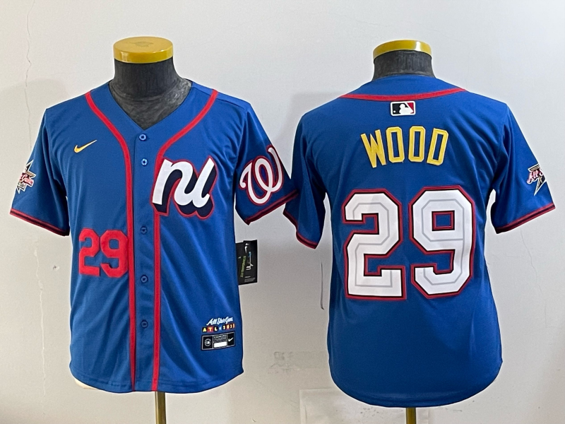 Women Washington Nationals 29 Wood blue Nike MLB 2025 jersey 002